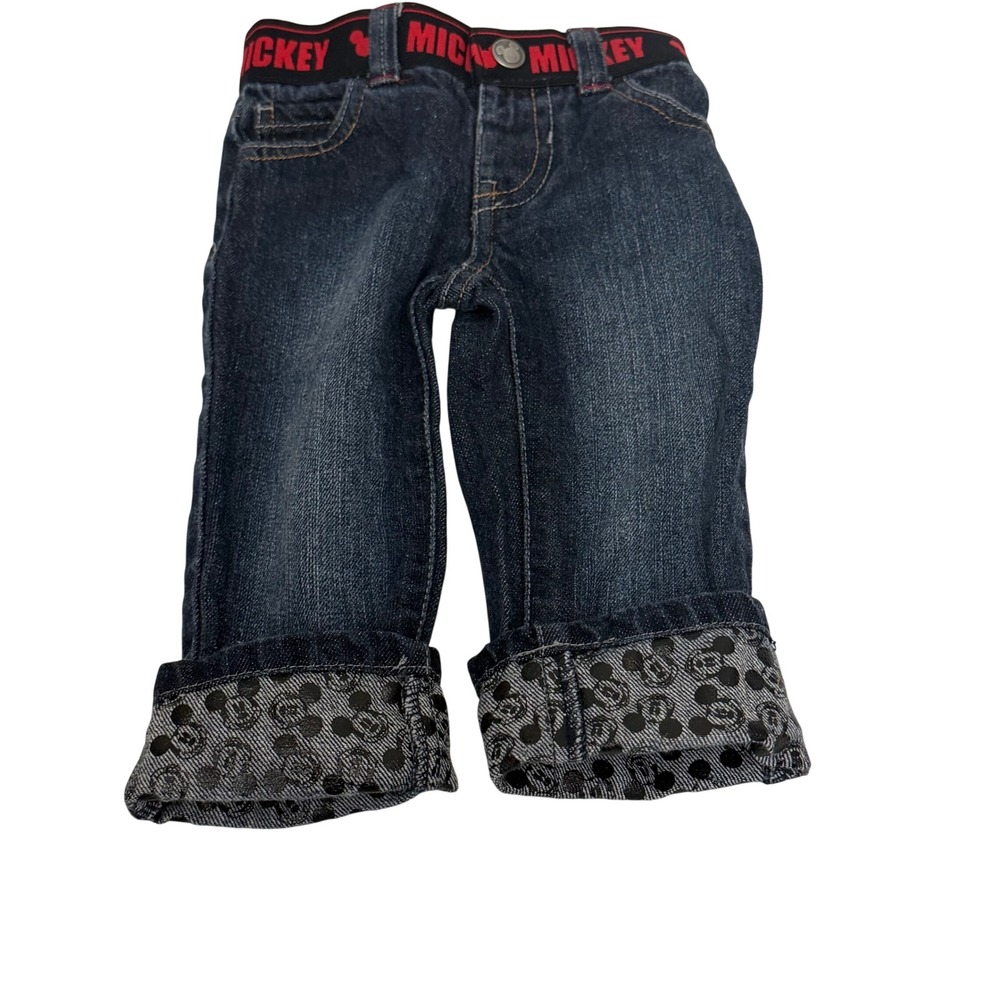 Toys R Us Disney‎ Mickey Mouse Baby Boys Dark Wash Jeans 3-6M Elastic Waist